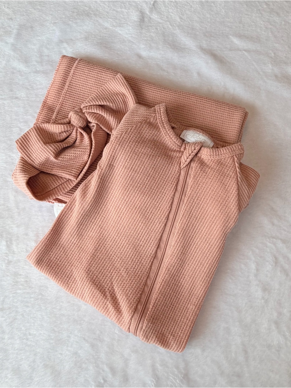 Toby - Baby Waffle Knit Bottoms in Dusty Rose - 0-3 months